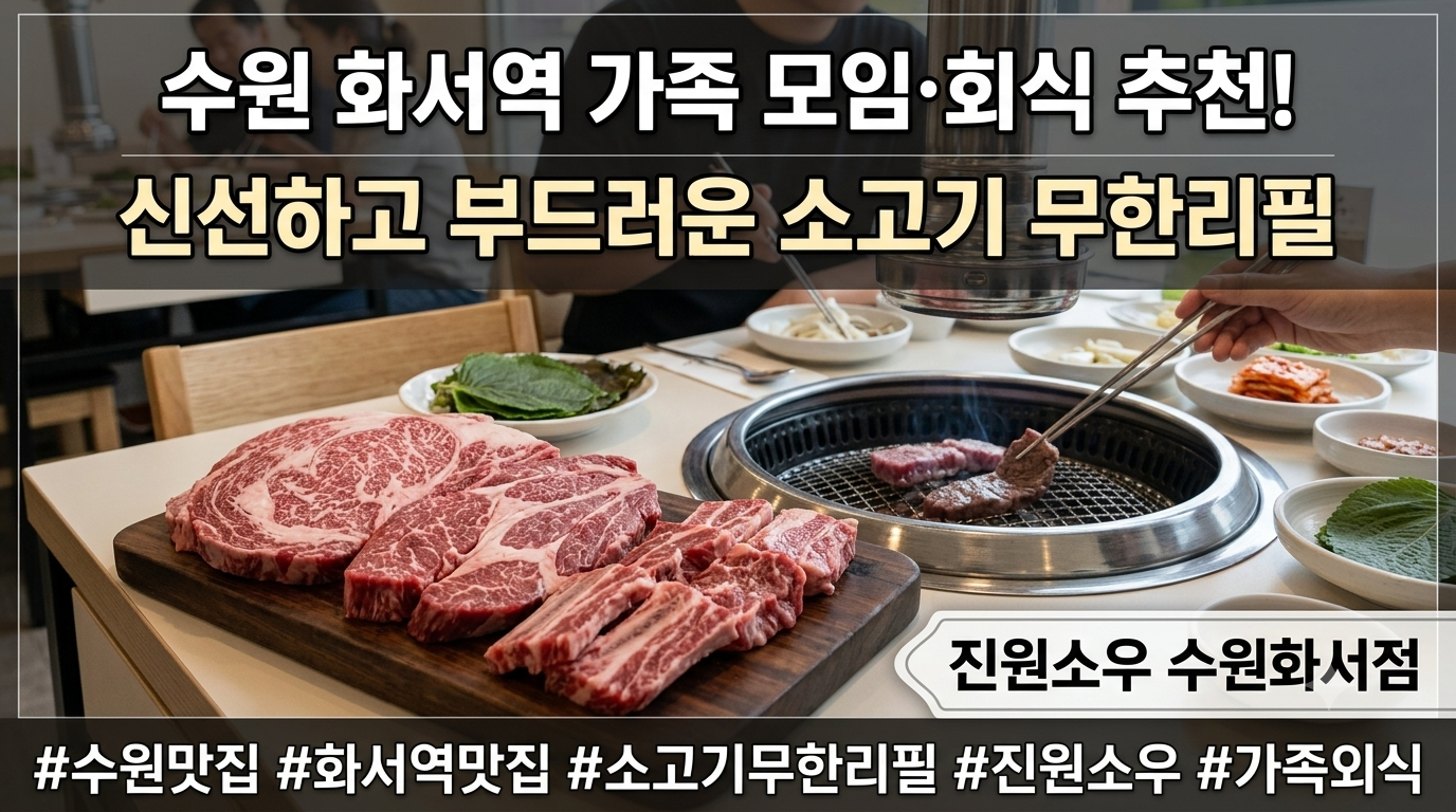 수원 화서역 진원소우 소고기 무한리필 가족 외식 맛집 대표 이미지