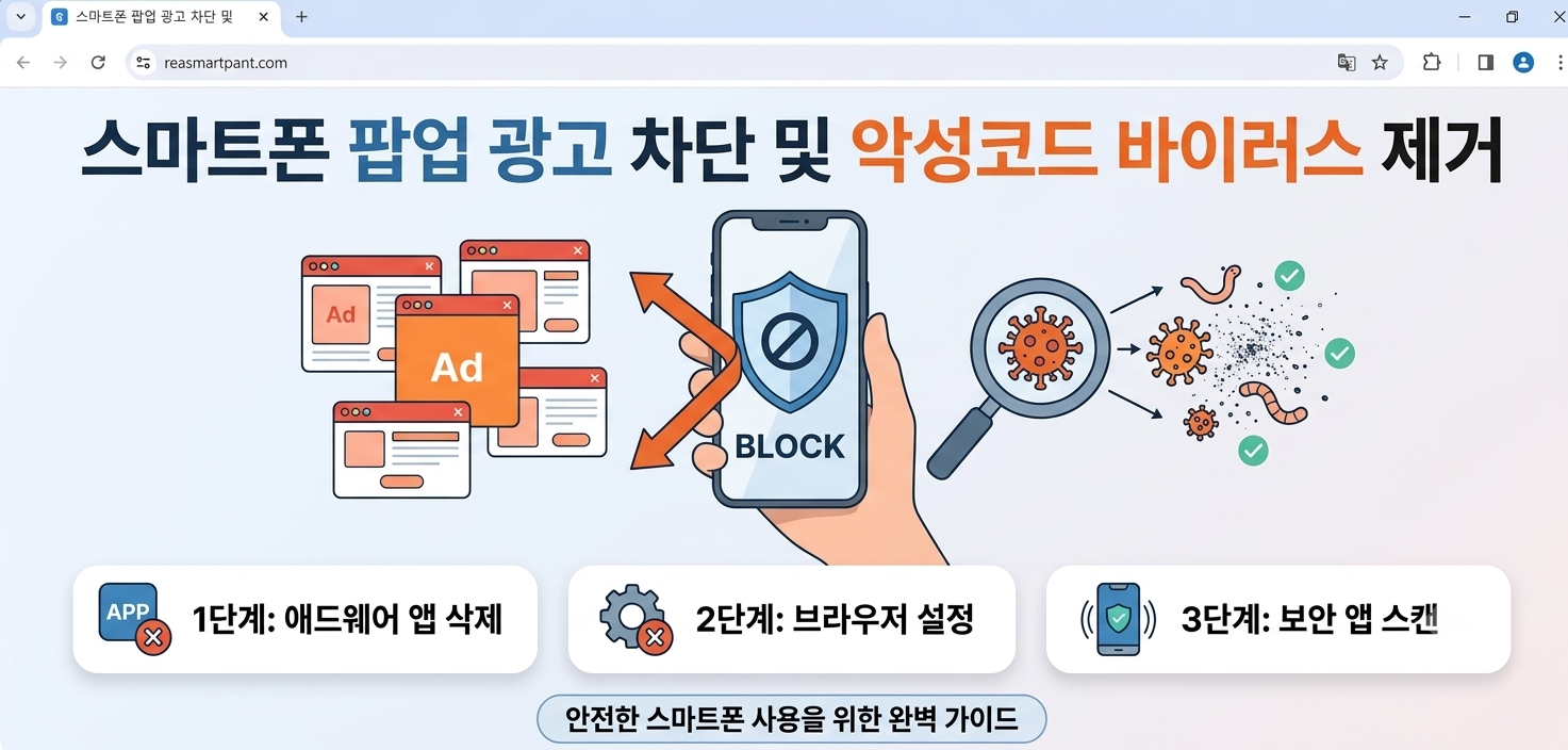 스마트폰 팝업 광고 차단 및 악성코드 무료 검사 제거 방법 대표 이미지