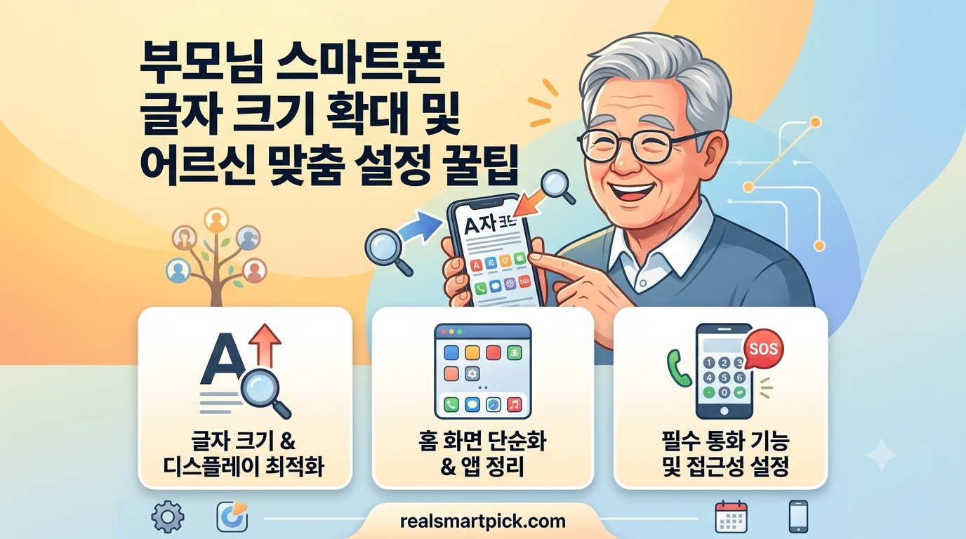 부모님 스마트폰 글자 크기 확대 및 어르신 맞춤 설정 대표 이미지